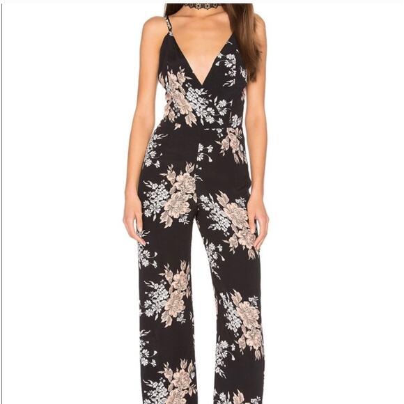 Privacy Please Black Floral Dale Sleeveless V-Neck Jumpsuit Women's Small - Picture 9 of 11